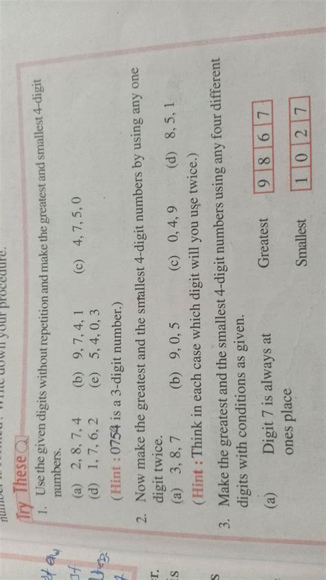 use the given digits without repetition and make the greatest and .